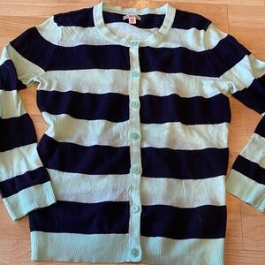 Merona Navy Blue and Mint light weight Striped Cardigan